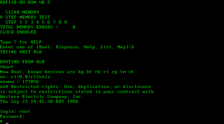 UNIX V7 Emulator Boot